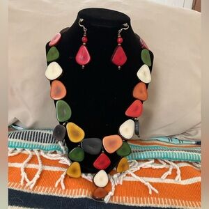 Beautiful multi color necklace and earring